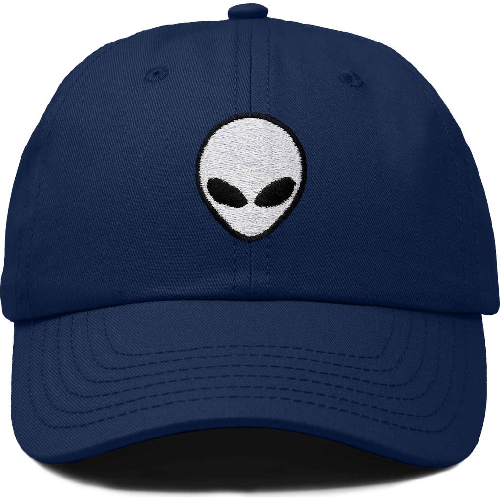 Dalix Alien Embroidered Classic Dad Cap In Navy Blue