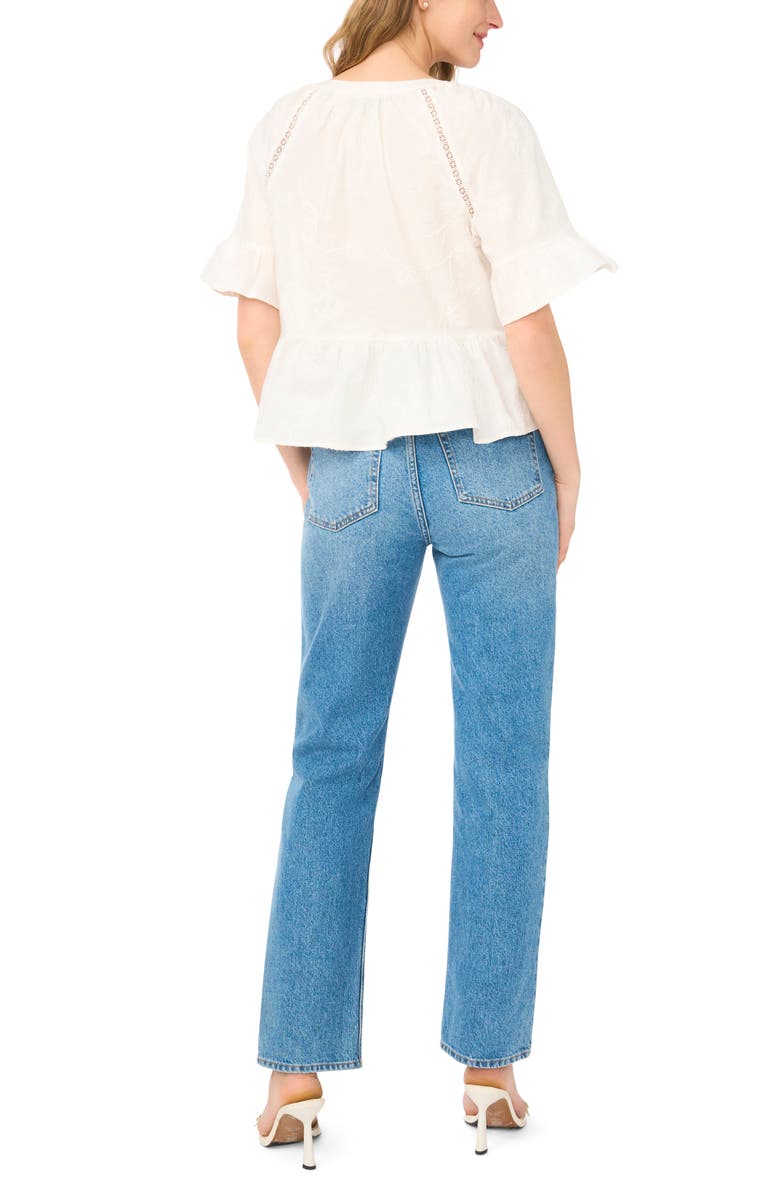 Ted Baker Lace Insert Peplum Top, Alternate, color, Vanilla Clam