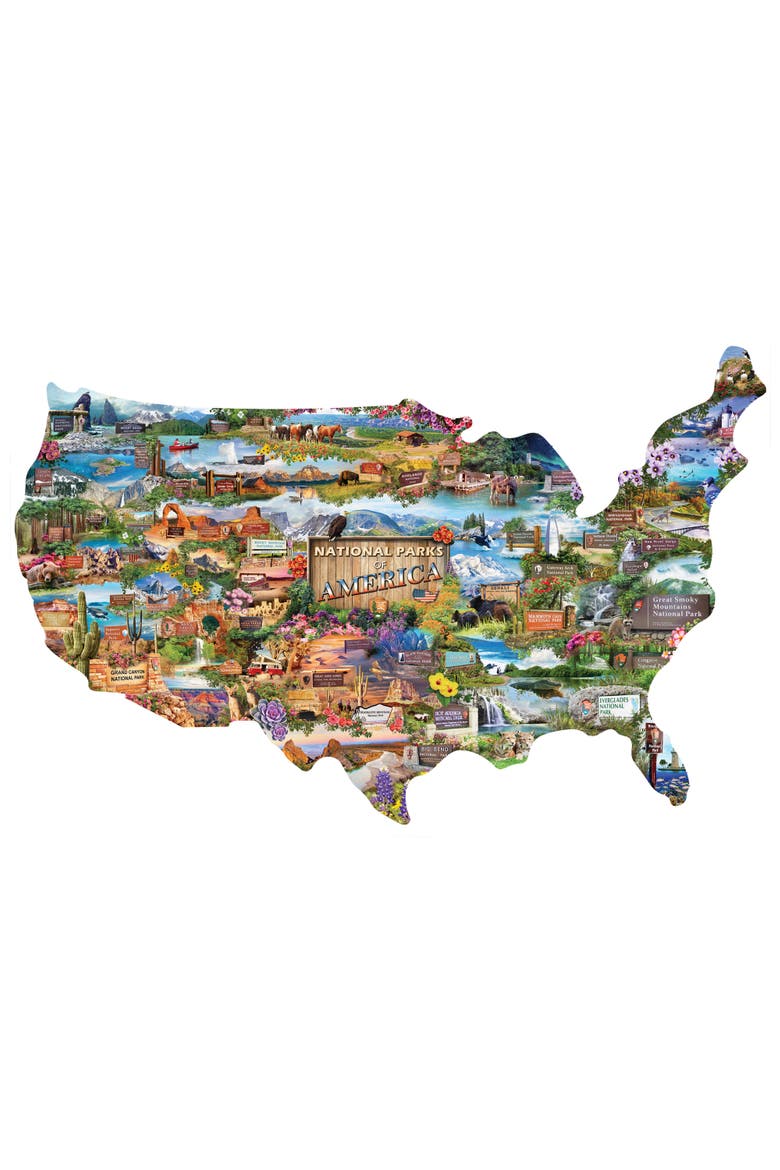 National Parks 1000 Piece Shaped Puzzle, Alternate, color, Multicolor