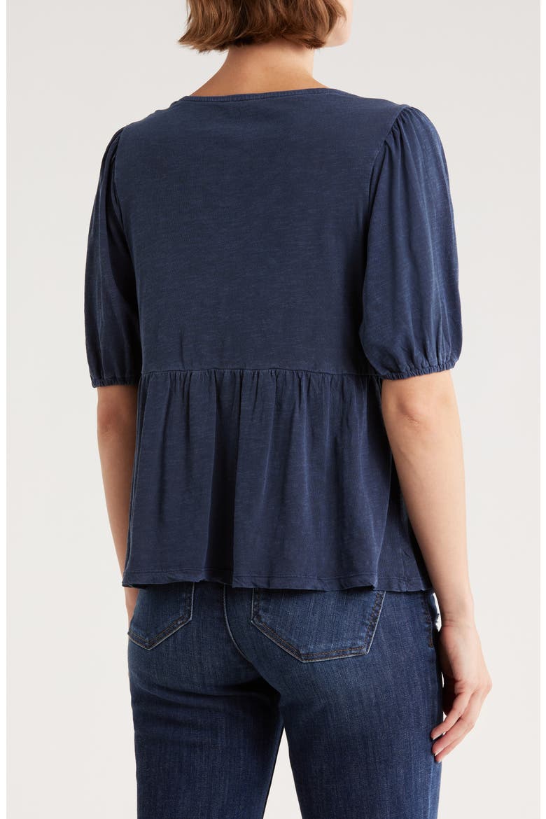 Embroidered Peplum Top, Alternate, color, AMERICAN NAVY