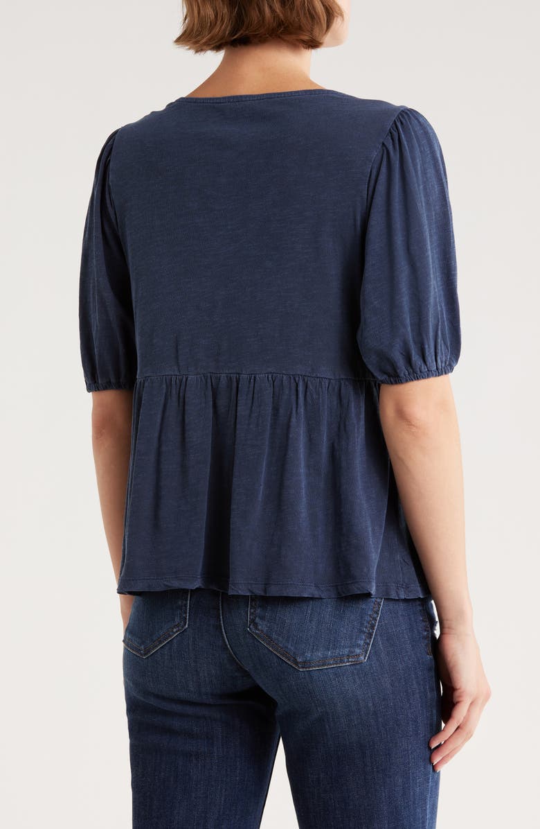 Lucky Brand Embroidered Peplum Top, Alternate, color, American Navy