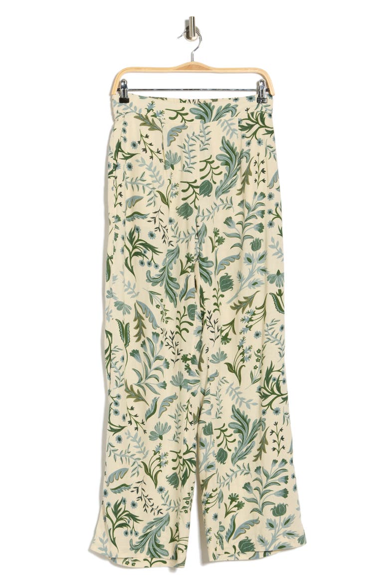 Pull-On Wide Leg Pants, Alternate, color, NATURAL GREEN PRINT