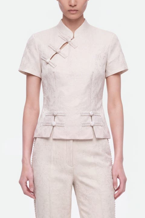 Chinese Button Accessory Blouse