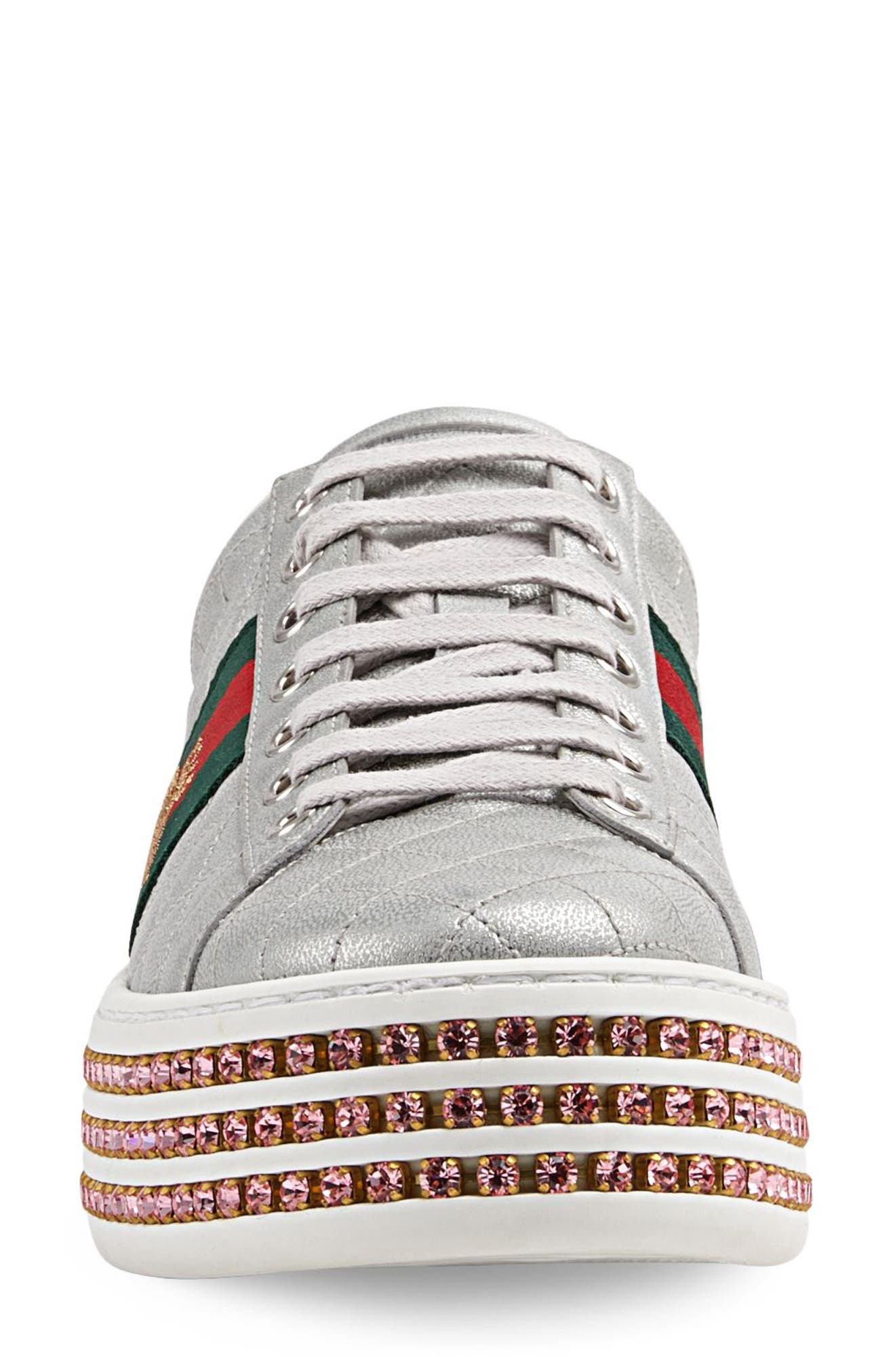 New Ace Platform Sneaker, Alternate, color, ARGENTO LEATHER