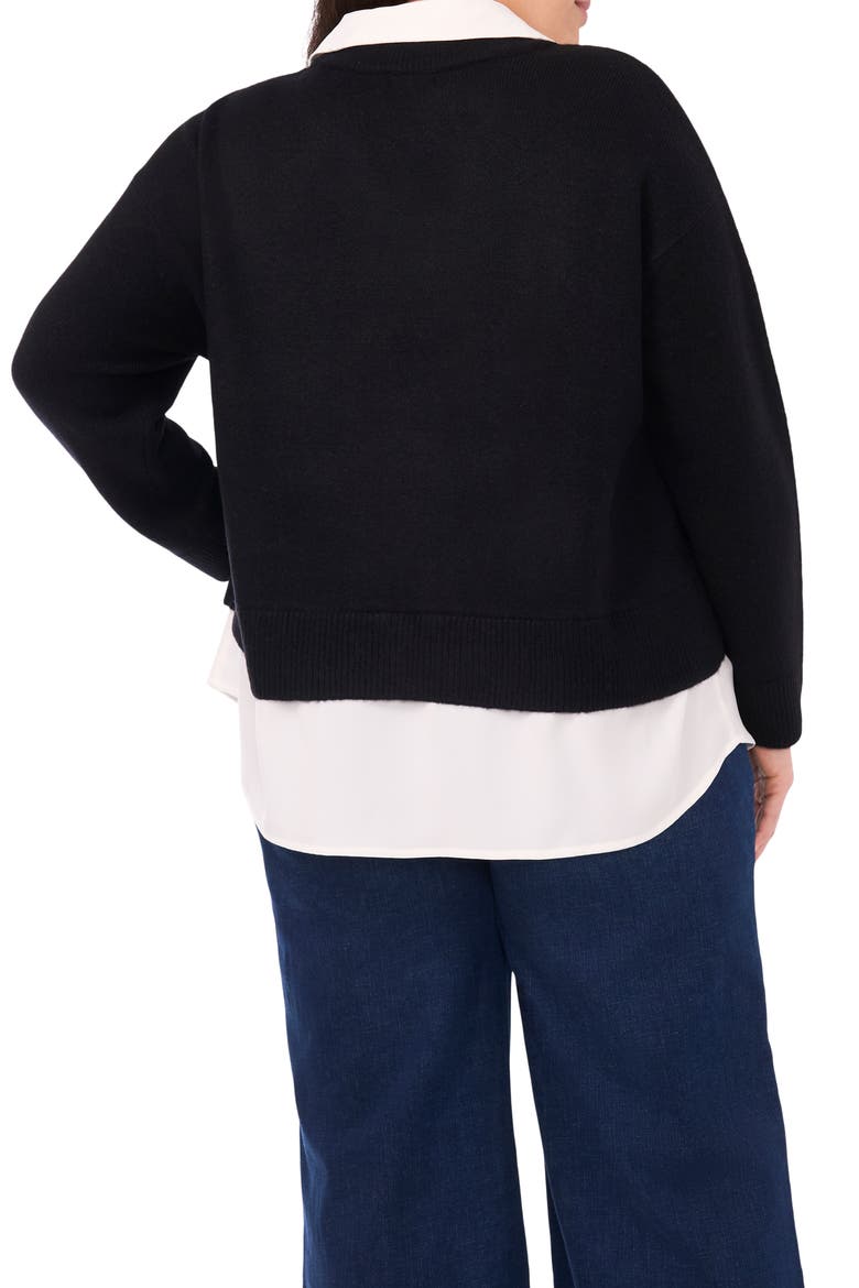 Layered Look Sweater, Alternate, color, RICH BLACK
