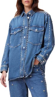AllSaints Alba Stud Detail Denim Button-Up Shirt