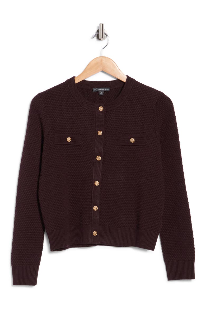 Textured Crop Cardigan, Main, color, CHOCOLATE