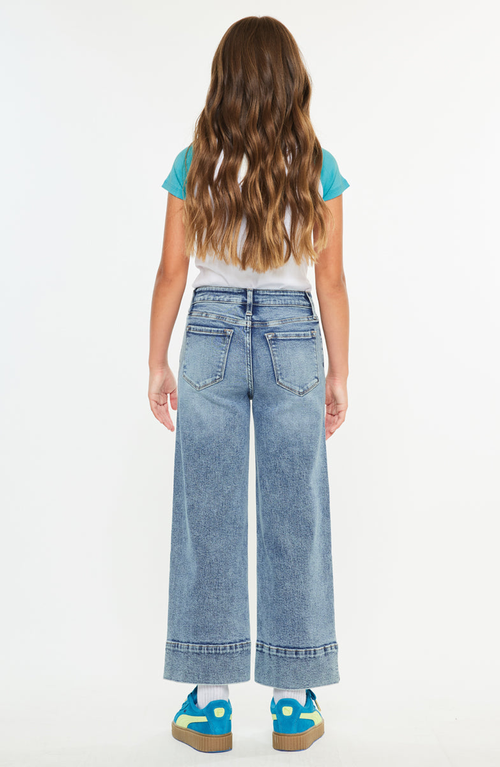 Kancan Nellie High Rise Kids Crop Wide Leg Jeans In Multi