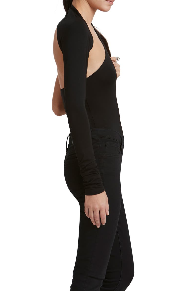 Manhattan One-Shoulder Bodysuit, Alternate, color, BLACK