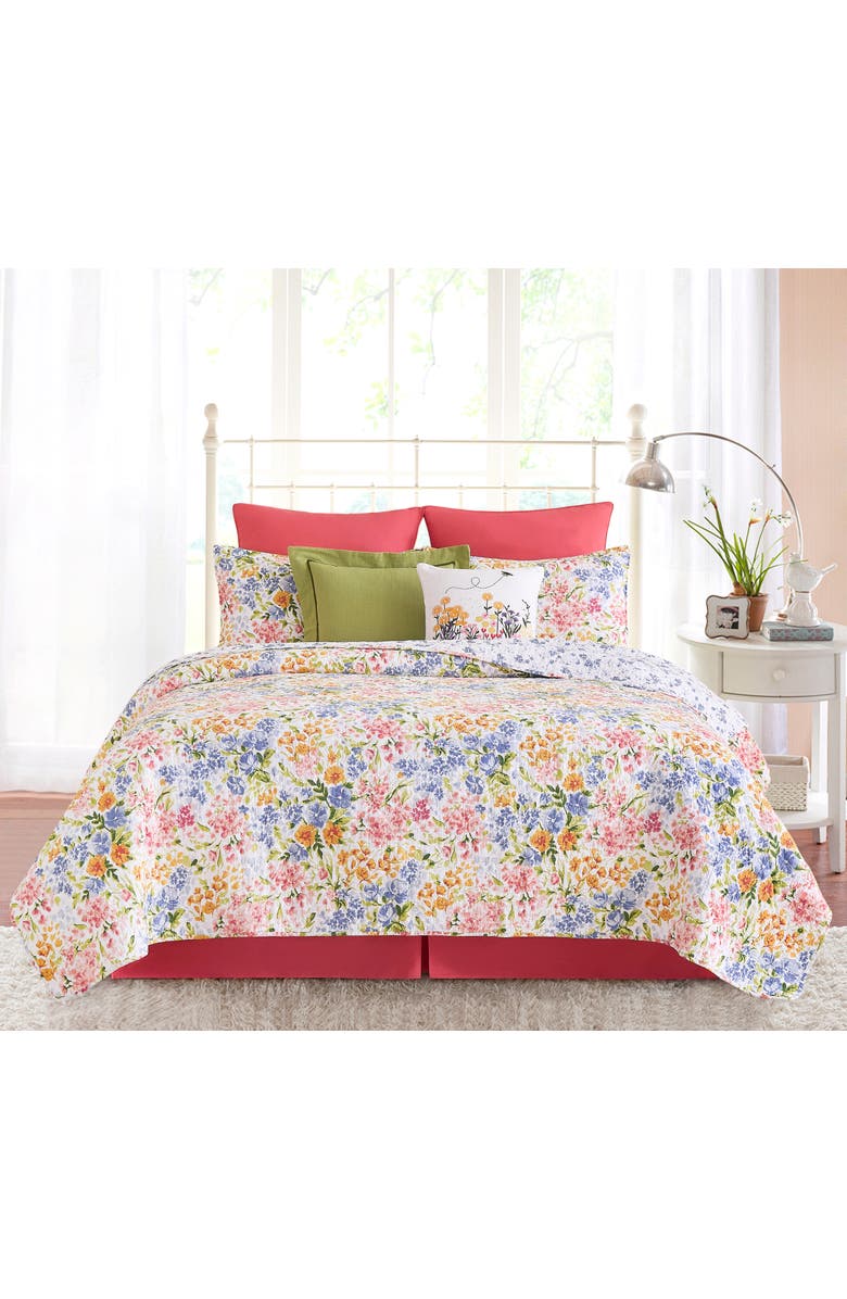 C&F Home Florian Watercolor Bedding Quilt Collection, Alternate, color, Pink