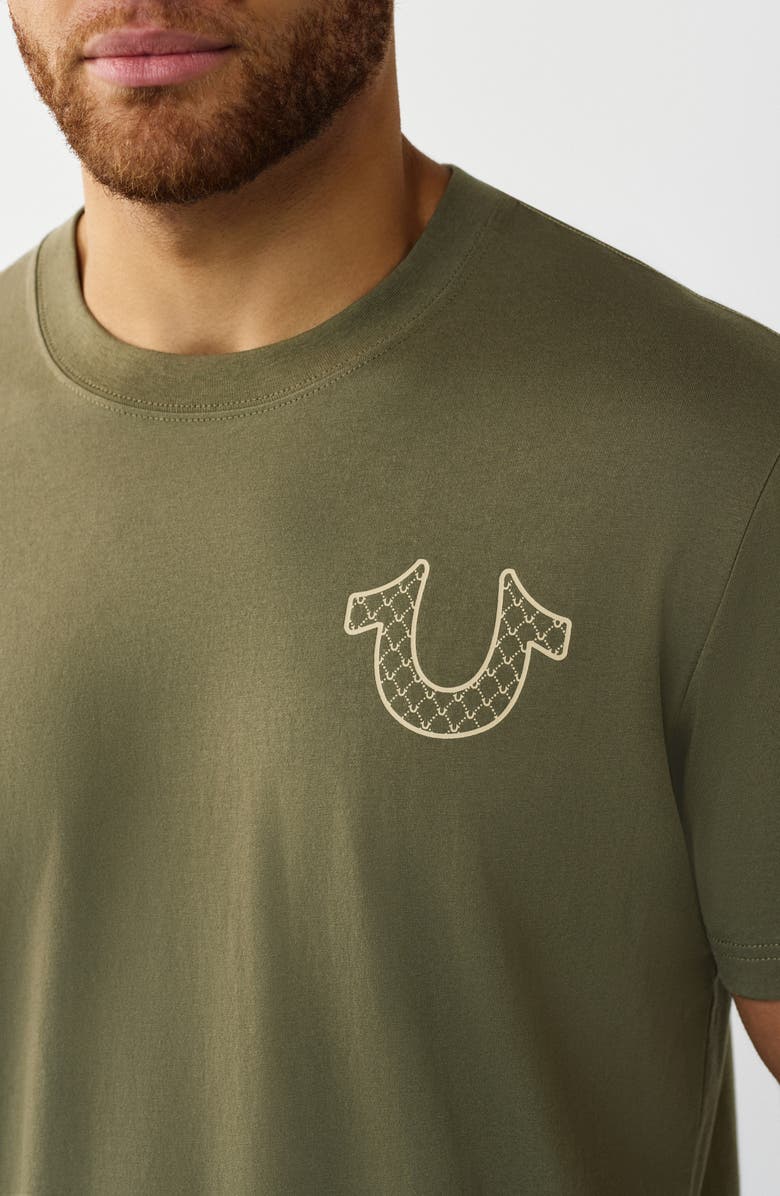 True Religion Horseshoe Buddha Graphic T-Shirt, Alternate, color, Kalamata