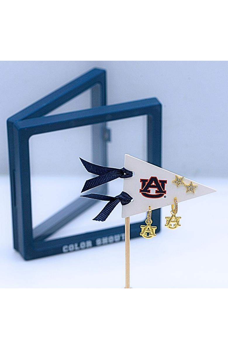 Color Shout Auburn University Pennant Pair Earring Set, Alternate, color, Yellow Gold
