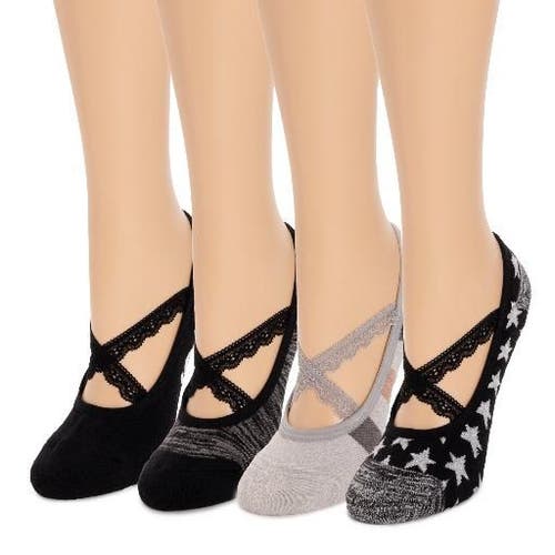 Muk Luks Studio Socks Criss Cross Ballerina 4 Pair Pack In Multi
