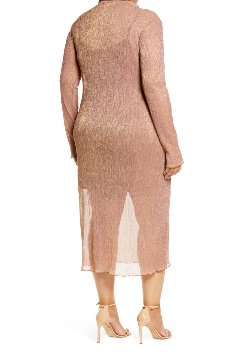 Sheer Long Sleeve Dress, Alternate, color, COPPER