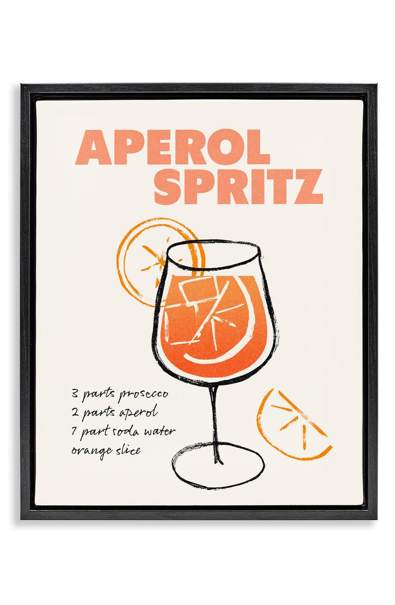Stupell Industries Aperol Spritz Recipe Framed Canvas Wall Art, Main, color, Orange