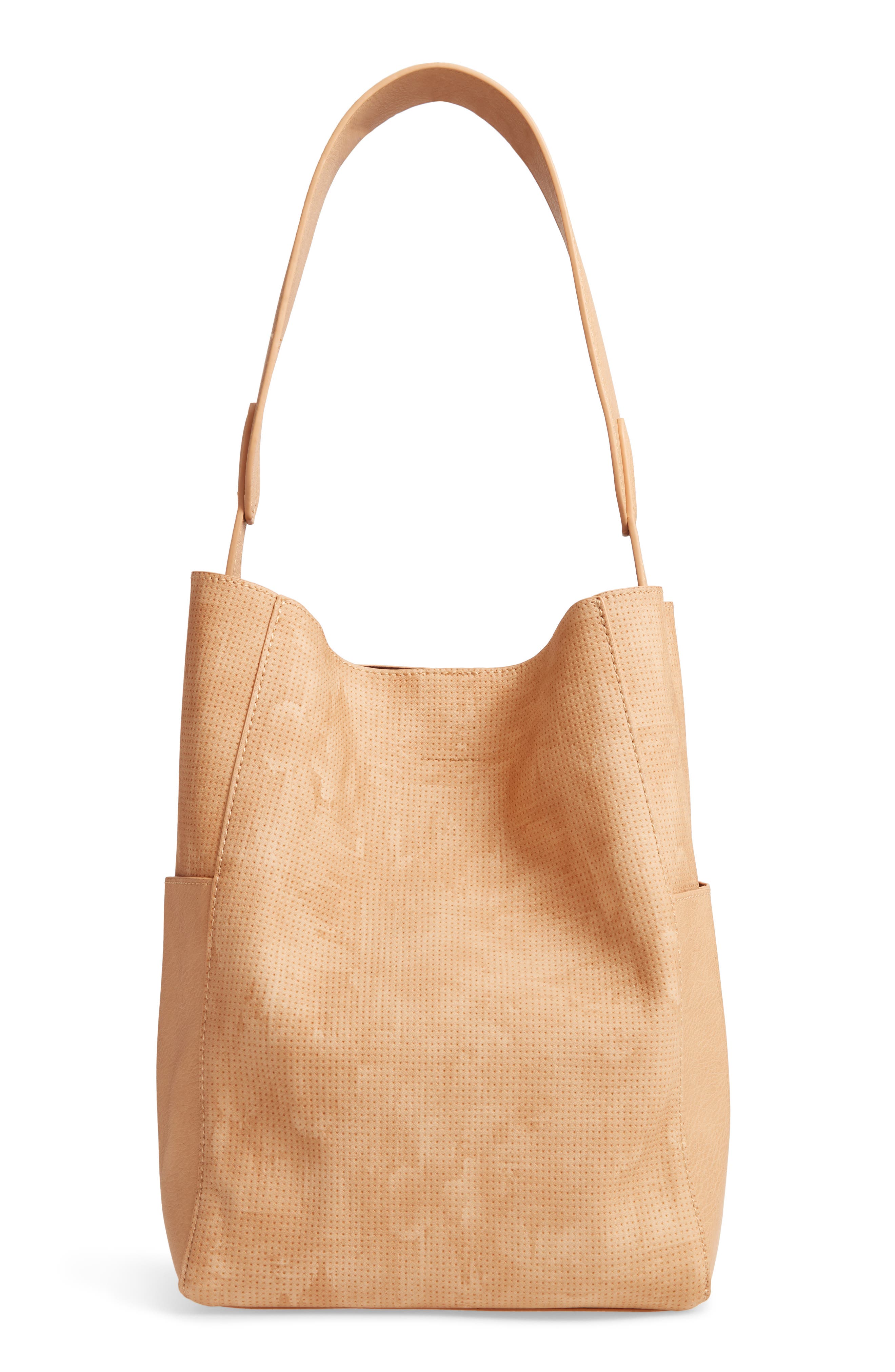 Soft Shoulder Bag, Main, color, BEIGE ANGORA