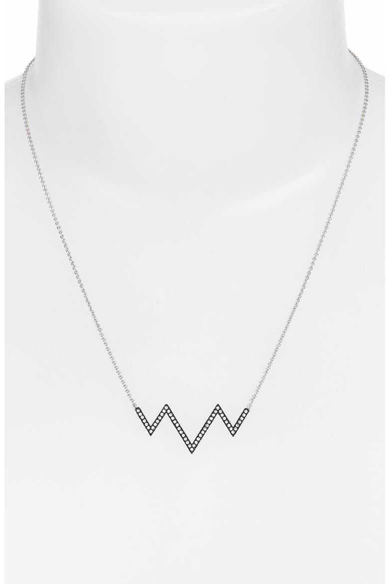 Chevron Pendant Necklace, Alternate, color, SILVER/ BLACK DIAMOND