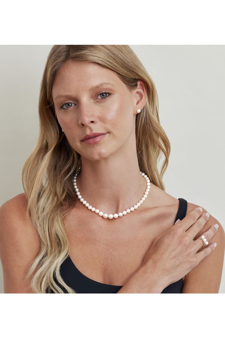 6.0-9.0mm Japanese Akoya White Graduated Pearl Necklace, Alternate, color, White Gold Clasp