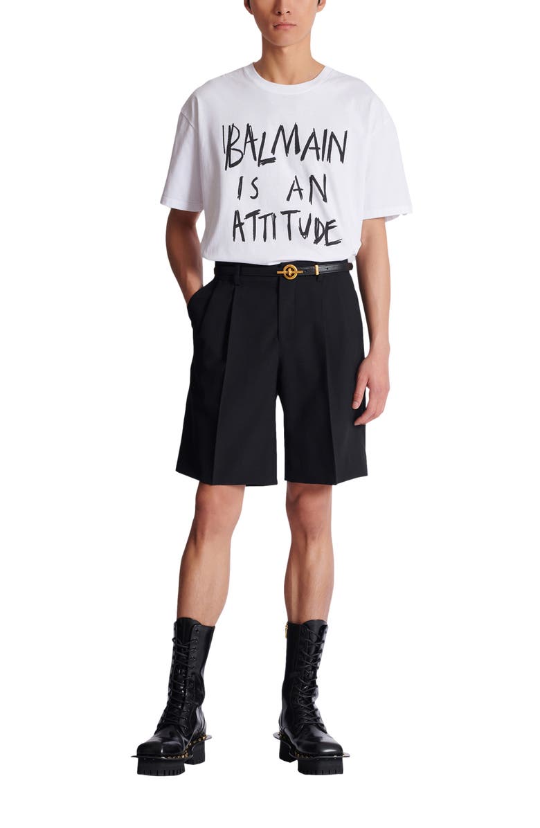 Balmain Coton Printed T-shirt, Alternate, color, White