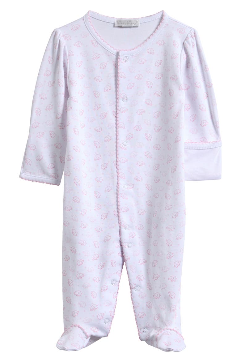Ele-Fun Print Pima Cotton Footie, Main, color, PINK