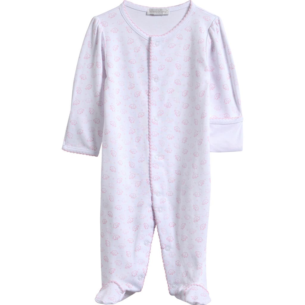Kissy Kissy Ele-fun Print Pima Cotton Footie In White
