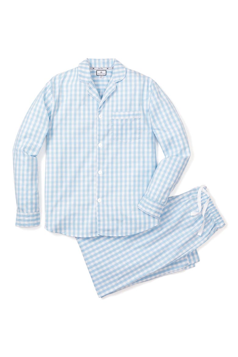 Gingham Cotton Pajama Set, Alternate, color, BLUE