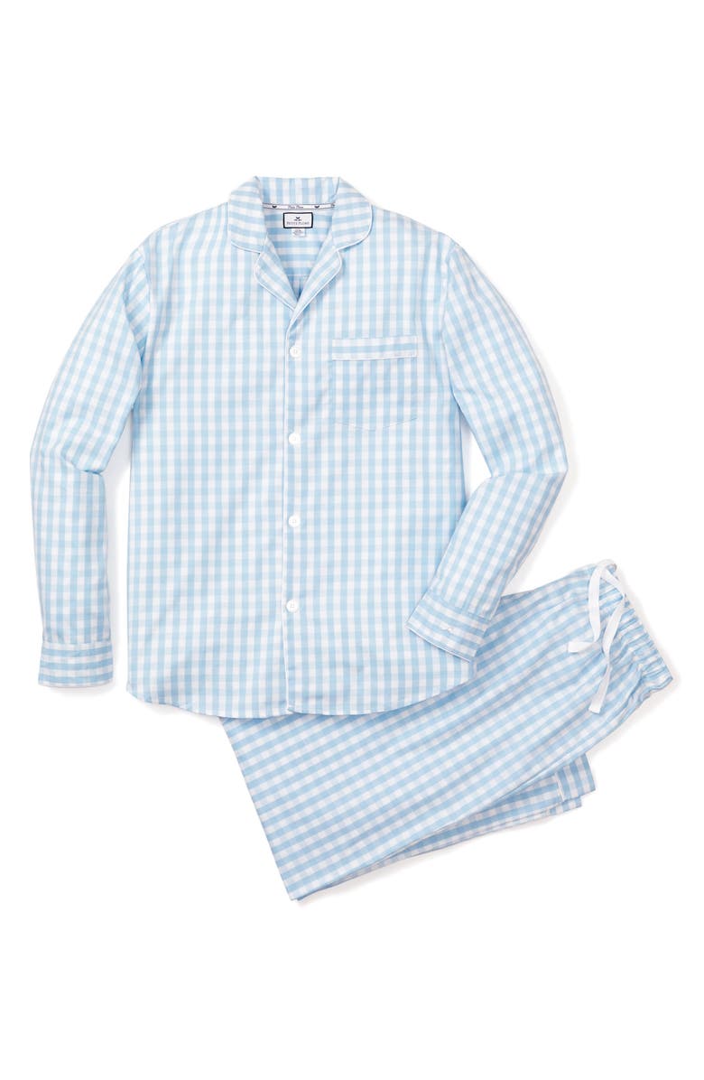 Petite Plume Gingham Cotton Pajamas, Alternate, color, Blue