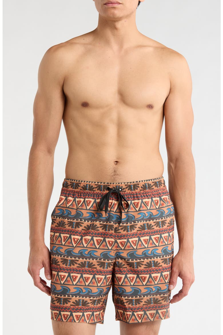 Pushpin Volley Swim Trunks, Main, color, HAZEL