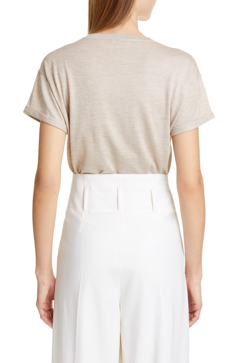 Brunello Cucinelli Metallic Cashmere Blend Tee Sweater, Alternate, color,