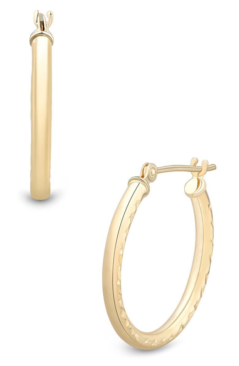 Frankie & Zoe 14K Yellow Gold Textured Hoop Earrings, Main, color, 