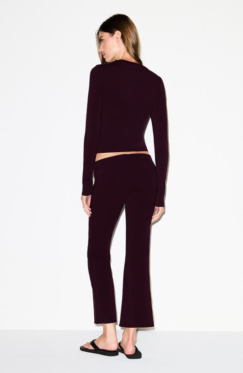 Skims Stretch Cotton Jersey Long Sleeve T-shirt In Burgundy