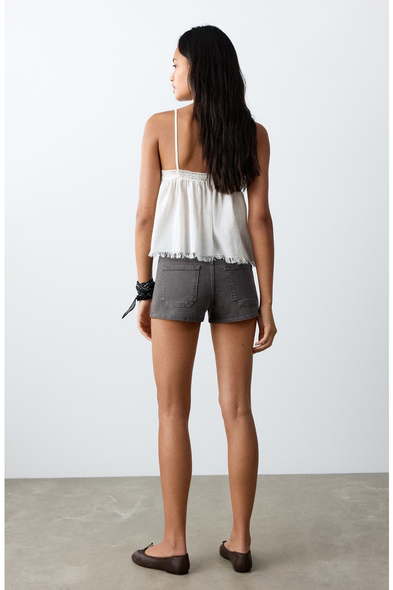 Low Rise Stud Denim Shorts, Alternate, color, CHARCOAL