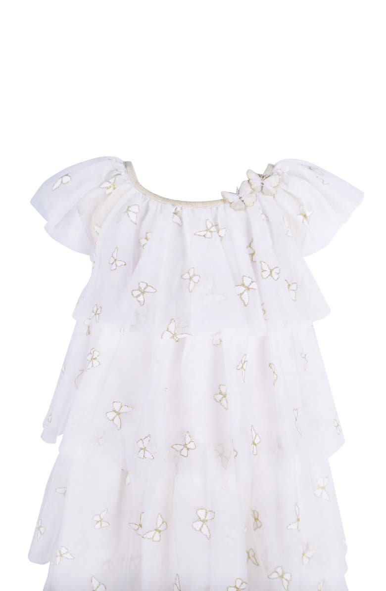 Zunie Kids' Embroidered Butterfly Tiered Party, Alternate, color, Ivory/ Gold