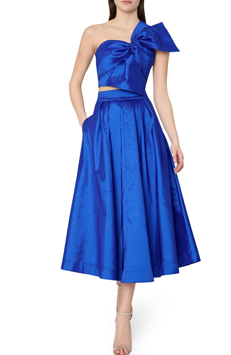 Milly Juliet Taffeta Midi Skirt, Alternate, color, Blue