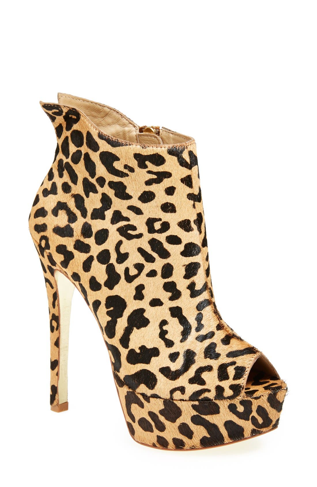 Kristin Cavallari 'Lovely' Leopard Print Calf Hair Open Toe Bootie, Main, color, 