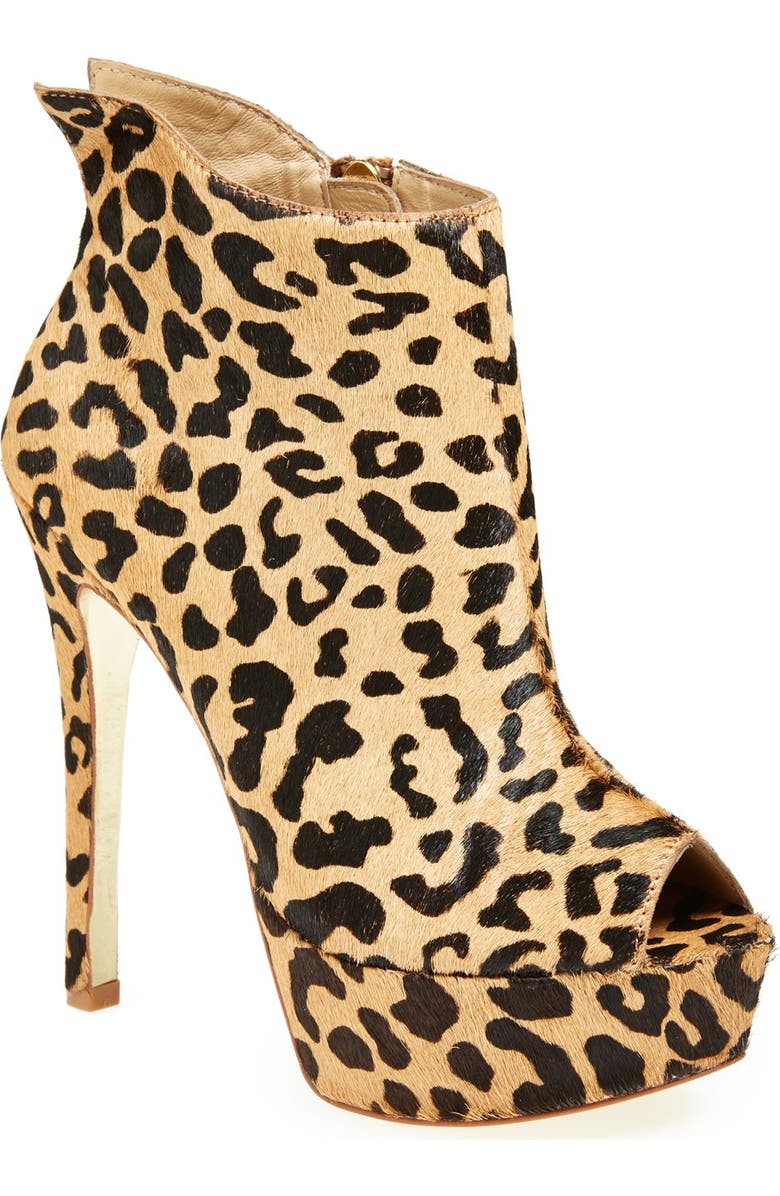 Kristin Cavallari 'Lovely' Leopard Print Calf Hair Open Toe Bootie, Main, color,