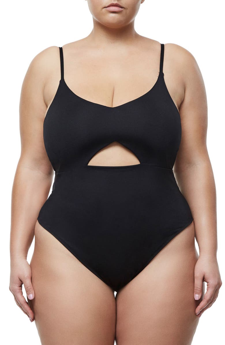 Good American Good Body Cami Cutout Bodysuit, Main, color, 