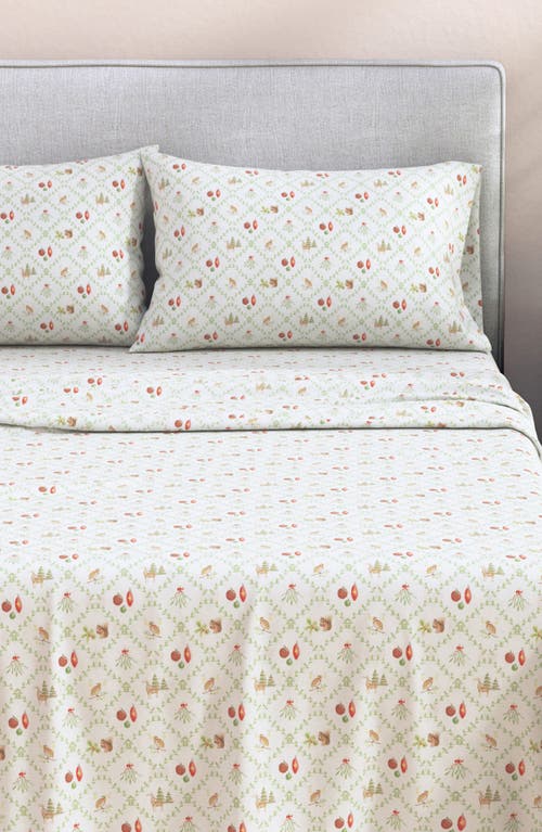 Woven & Weft Cheerful Christmas 4-piece Flannel Bed Sheet Set In Multi