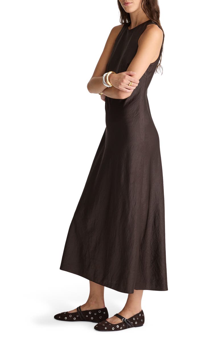 Madewell Sleeveless Satin Midi Dress, Alternate, color, Black Walnut