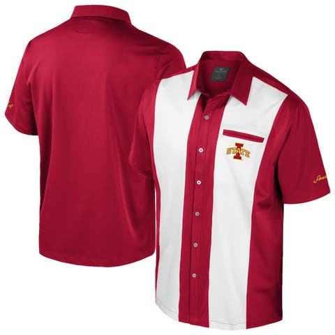 Men's Colosseum Cardinal Iowa State Cyclones Strike Bowling Button-Up Shirt
