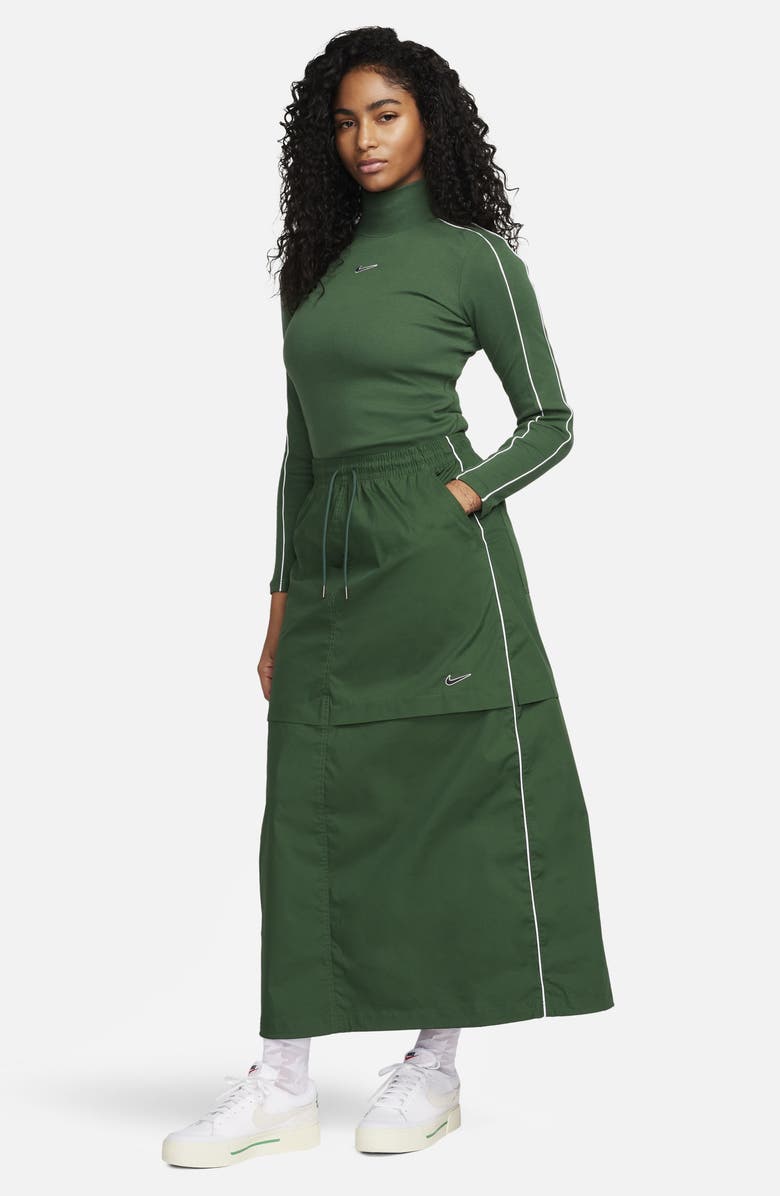 Nike Sportswear Woven Maxi Skirt, Alternate, color, Fir/ White