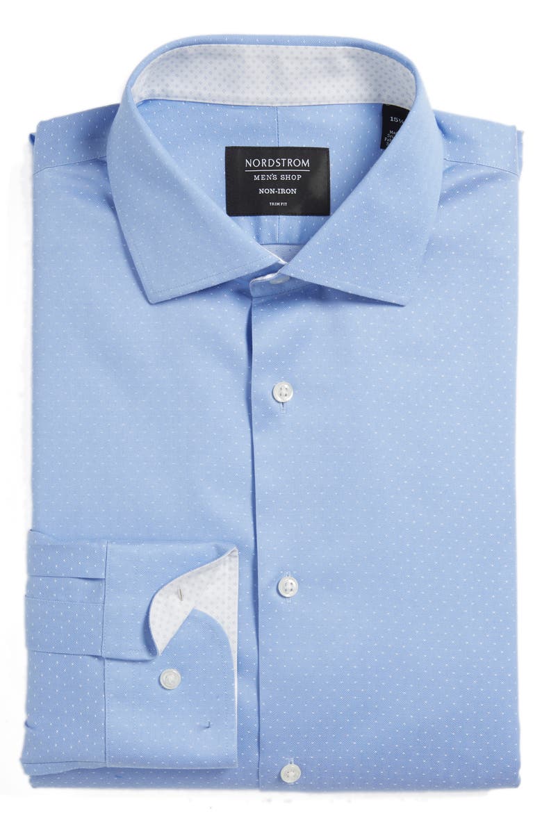 NORDSTROM MEN'S SHOP Trim Fit Non-Iron Dot Dress Shirt, Alternate, color, 