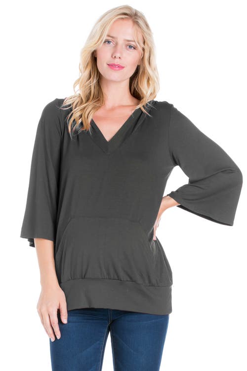 24seven Comfort Apparel Oversized Maternity Fashion Hoodie Top In Gray
