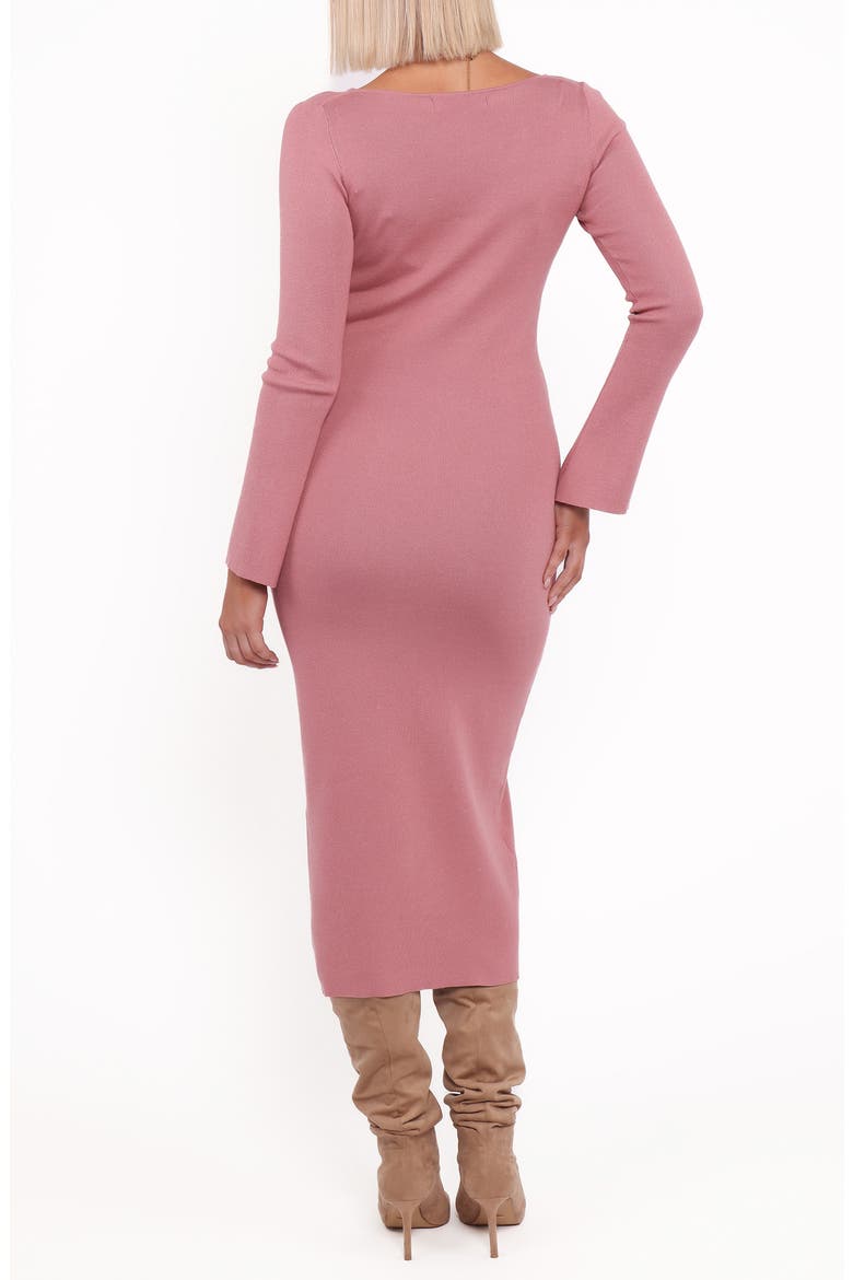 Lina V-Neck Long Sleeve Midi Sweater Dress, Alternate, color, PINK