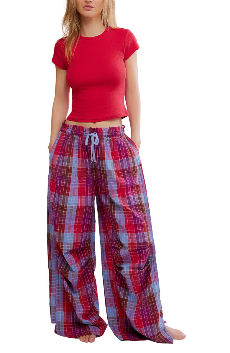 Free People Wait a Minute Rib Baby T-Shirt, Alternate, color, Lipstick Red