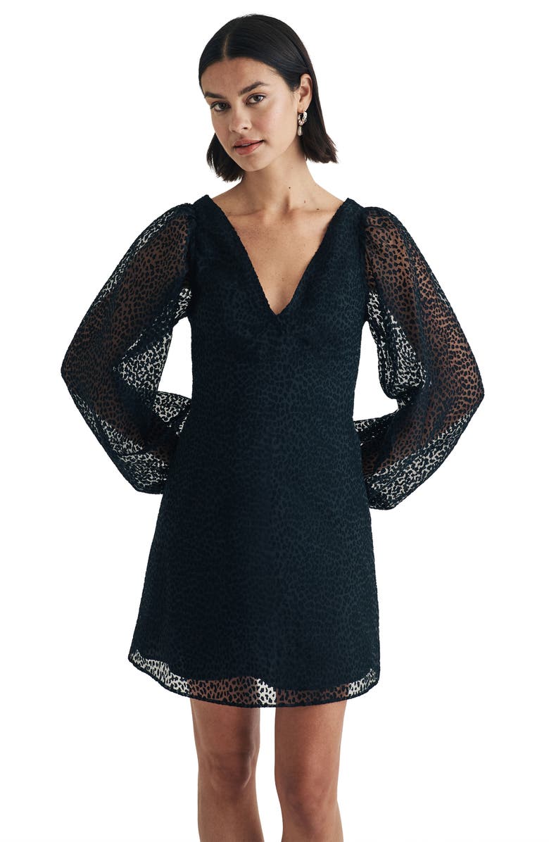 Nobody's Child Zendaya Animal Spot Burnout Long Sleeve Minidress, Alternate, color,