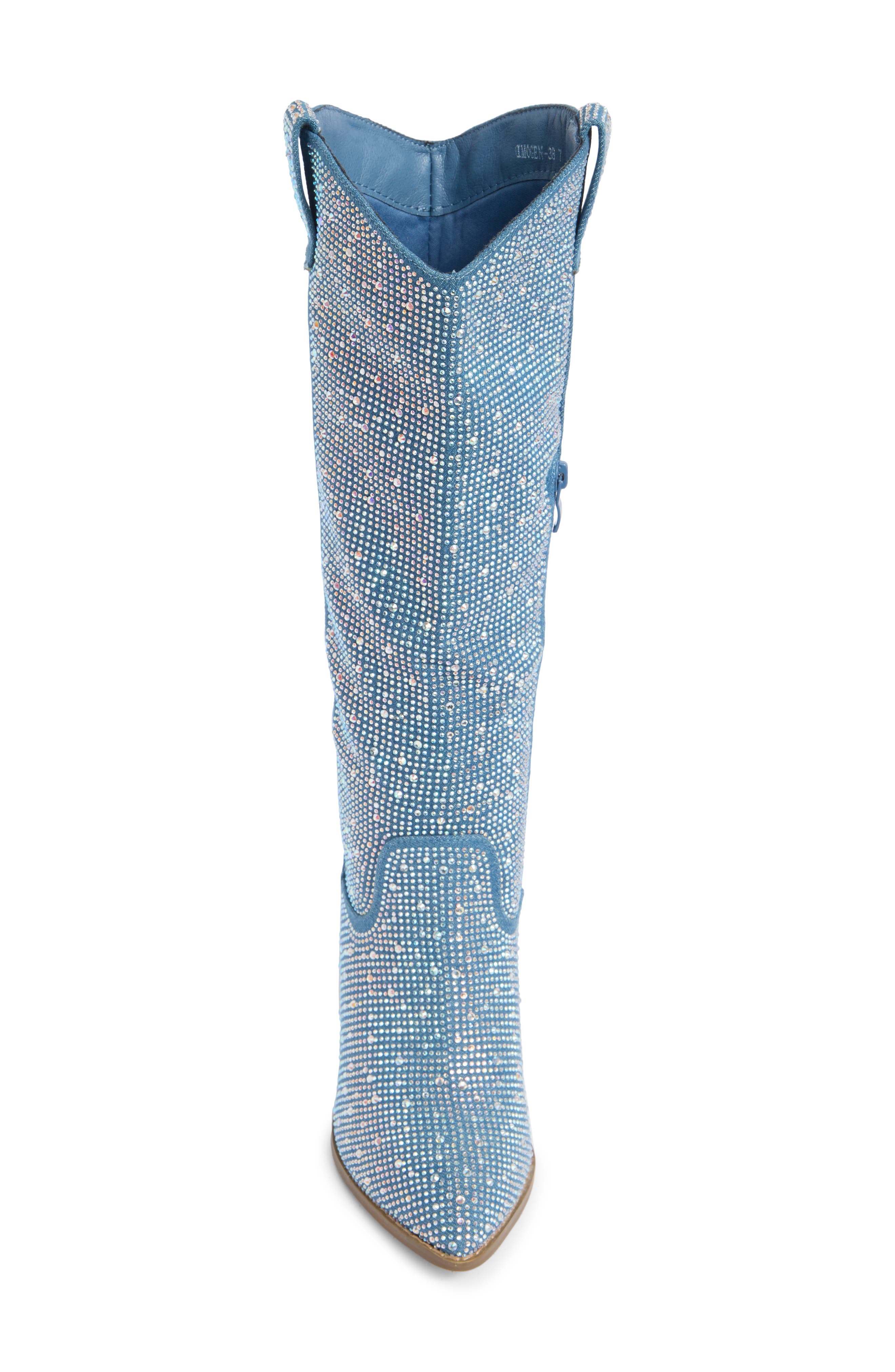 Imogen Embellished Western Boot, Alternate, color, BLUE DENIM GLITTER