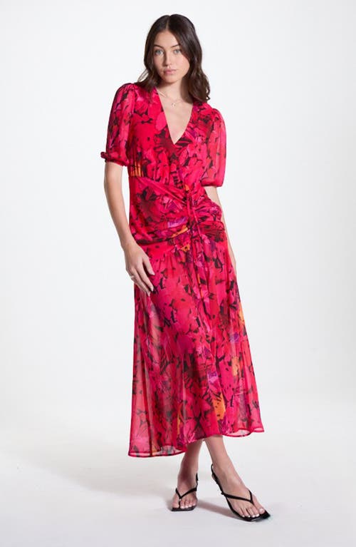 Wishlist Ruched Maxi Dress In Hibiscus Print