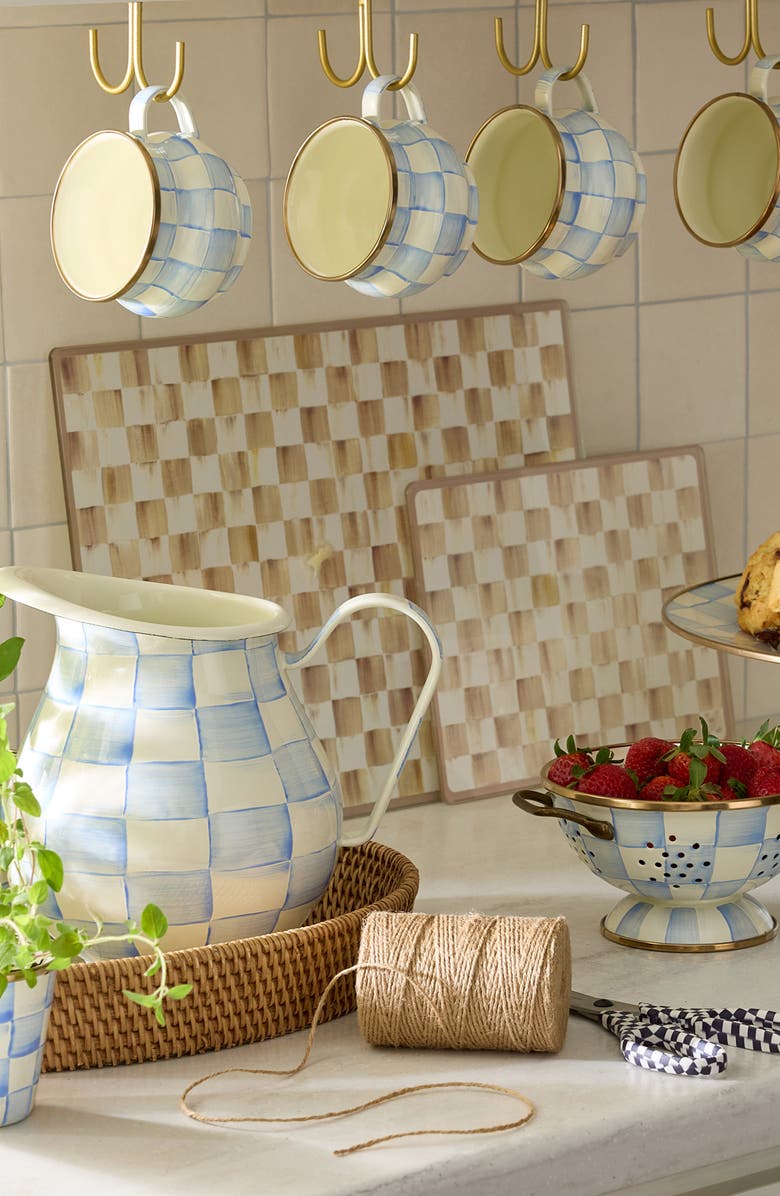 MACKENZIE CHILDS Mocha Check Set of 2 Glass Cutting Boards, Alternate, color, Mocha