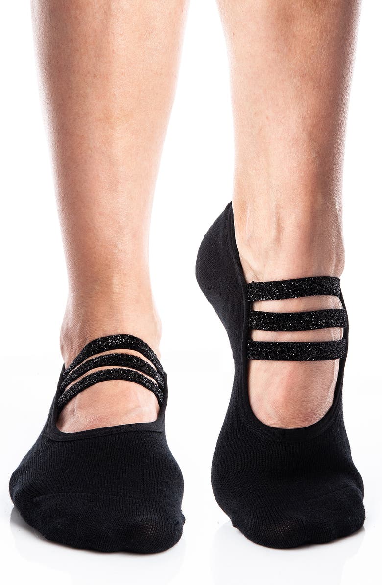 Arebesk Sparkle 2-Pack No-Slip Closed Toe Socks, Main, color, Black- Black